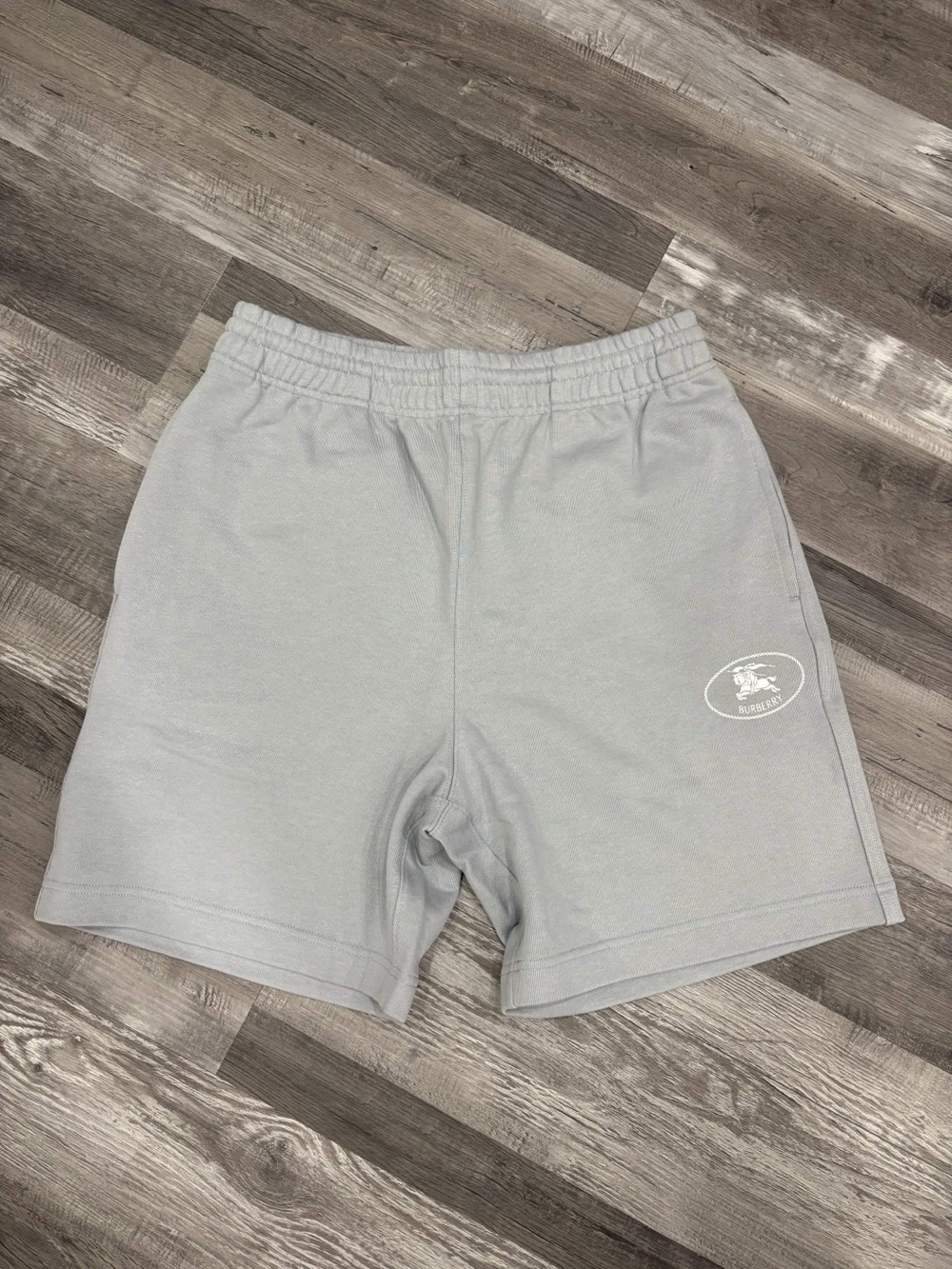 Burberry Light Gray Athletic Drawstring Shorts with Oval Logo
